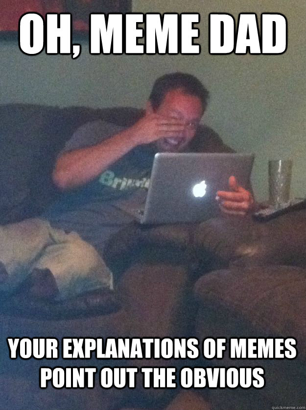 Oh, meme dad your explanations of memes point out the obvious  MEME DAD