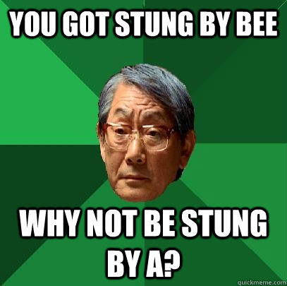 you got stung by bee why not be stung by a?  High Expectations Asian Father