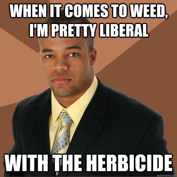 when it comes to weed, i'm pretty liberal with the herbicide  Successful Black Man