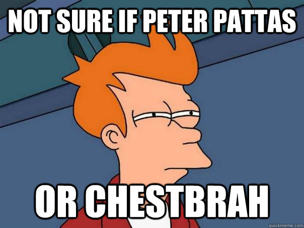 Not sure if peter pattas or chestbrah  Futurama Fry