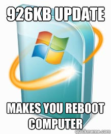 926kb update Makes you reboot computer  