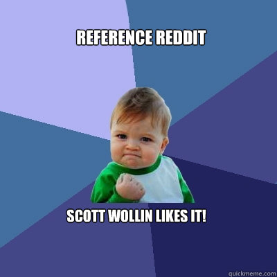 Reference Reddit scott wollin likes it!  Success Kid