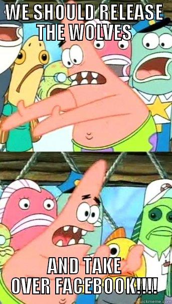 Patrick's plan - WE SHOULD RELEASE THE WOLVES AND TAKE OVER FACEBOOK!!!! Push it somewhere else Patrick