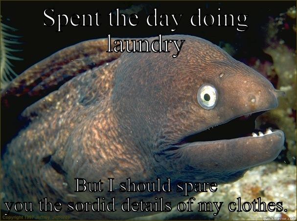 SPENT THE DAY DOING LAUNDRY BUT I SHOULD SPARE YOU THE SORDID DETAILS OF MY CLOTHES. Bad Joke Eel