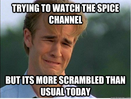 trying to watch the spice channel but its more scrambled than usual today  1990s Problems