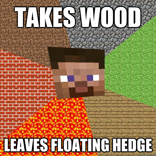 Takes wood Leaves Floating hedge  Minecraft