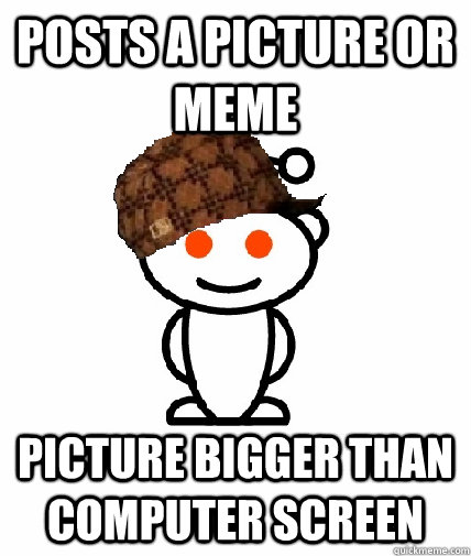 Posts a picture or meme Picture bigger than computer screen - Posts a picture or meme Picture bigger than computer screen  Scumbag Redditor