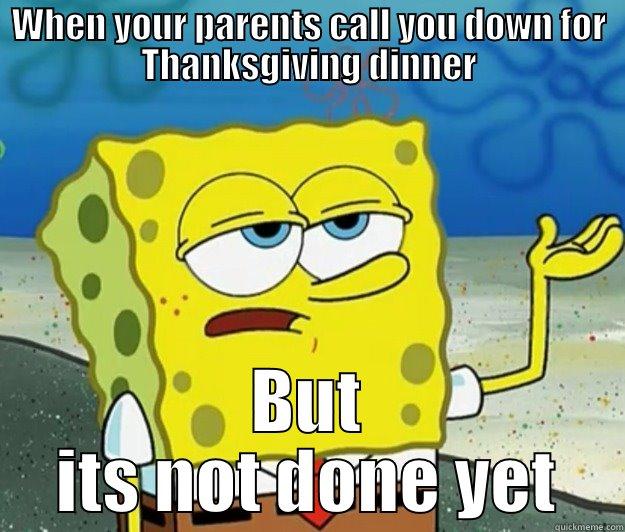 Thanksgiving dinner - WHEN YOUR PARENTS CALL YOU DOWN FOR THANKSGIVING DINNER BUT ITS NOT DONE YET Tough Spongebob