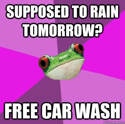 Supposed to rain tomorrow? Free car wash - Supposed to rain tomorrow? Free car wash  Foul Bachelorette Frog