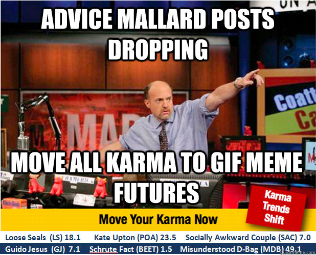 advice mallard posts dropping move all karma to gif meme futures  Jim Kramer with updated ticker