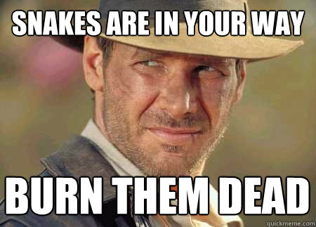 snakes are in your way burn them dead - snakes are in your way burn them dead  Indiana Jones Life Lessons