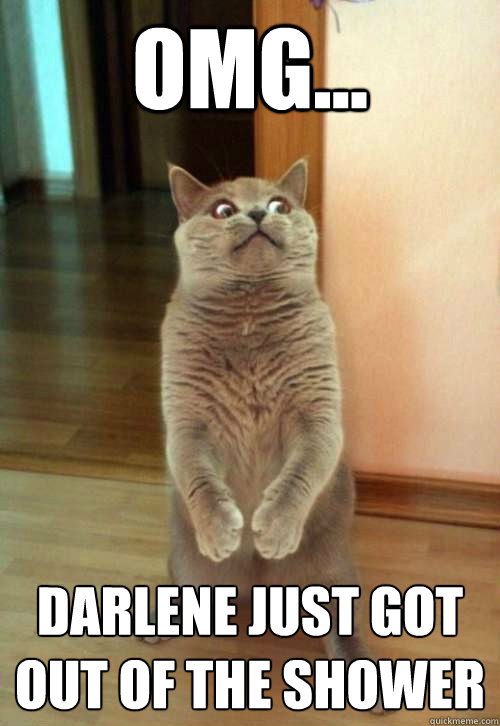 omg... Darlene just got out of the shower  Horrorcat