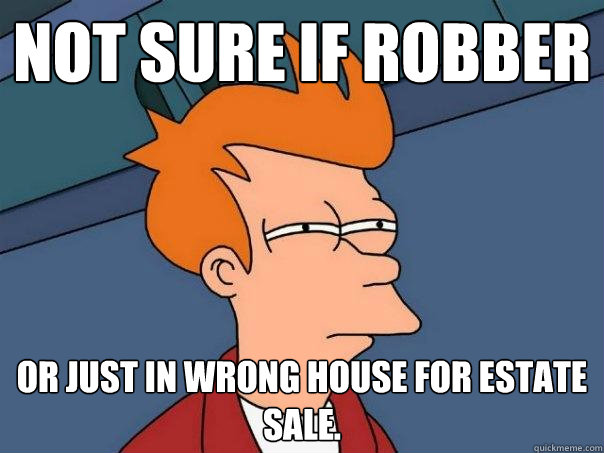 not sure if Robber Or just in wrong house for estate sale.  Futurama Fry