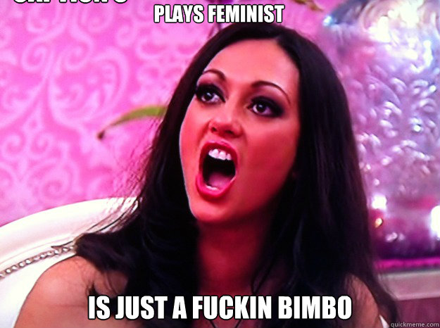 Plays feminist Is just a fuckin bimbo Caption 3 goes here  Feminist Nazi