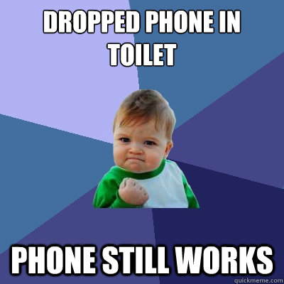 dropped phone in toilet phone still works - dropped phone in toilet phone still works  Success Kid