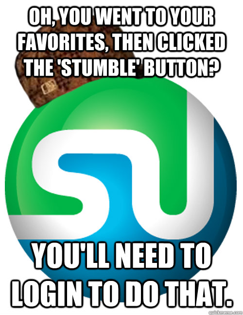 Oh, you went to your favorites, then clicked the 'stumble' button? You'll need to login to do that.  