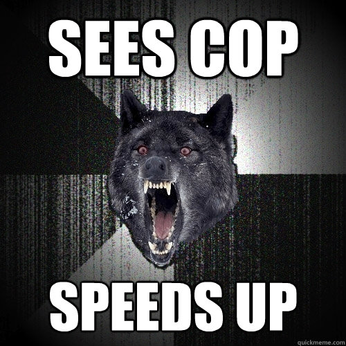 SEES COP SPEEDS UP  Insanity Wolf