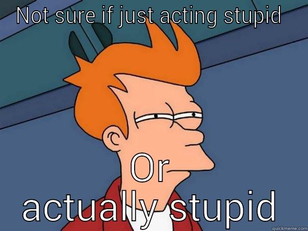 Maybe stupid  - NOT SURE IF JUST ACTING STUPID  OR ACTUALLY STUPID Futurama Fry