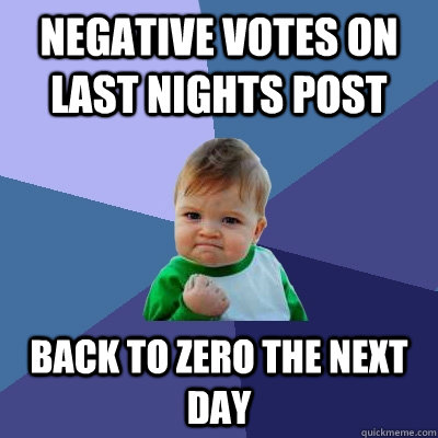 Negative votes on last nights post back to zero the next day  Success Kid