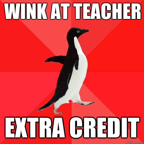 wink at teacher extra credit  Socially Awesome Penguin