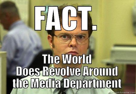 FACT. THE WORLD DOES REVOLVE AROUND THE MEDIA DEPARTMENT Schrute