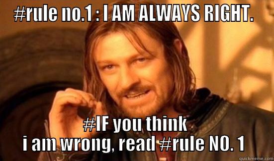 #RULE NO.1 : I AM ALWAYS RIGHT.  #IF YOU THINK I AM WRONG, READ #RULE N0. 1  Boromir