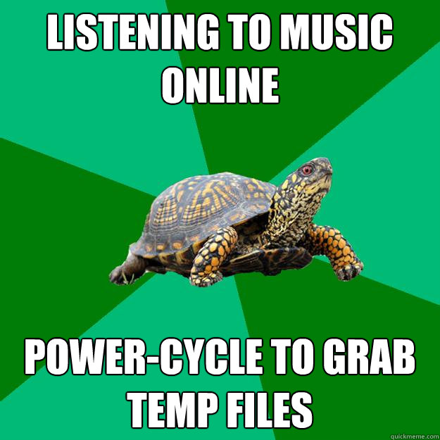 listening to music online power-cycle to grab temp files  Torrenting Turtle