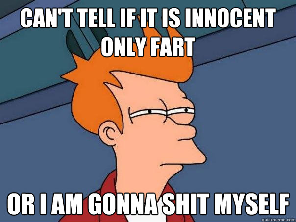 Can't tell if it is innocent only fart or I am gonna shit myself  Futurama Fry