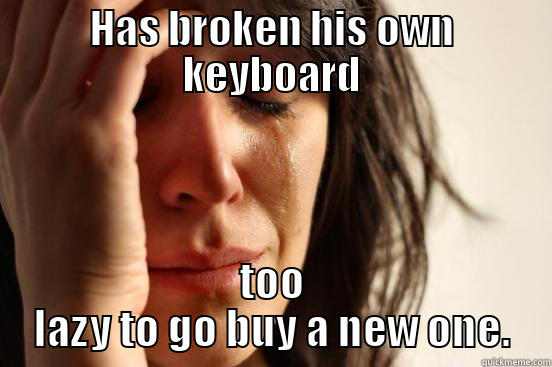 HAS BROKEN HIS OWN KEYBOARD TOO LAZY TO GO BUY A NEW ONE. First World Problems