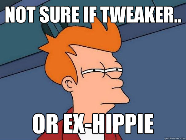 Not sure if tweaker.. Or ex-hippie  Futurama Fry