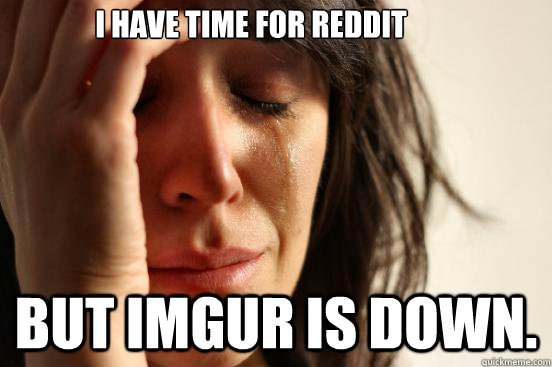 I have time for Reddit but imgur is down.  First World Problems