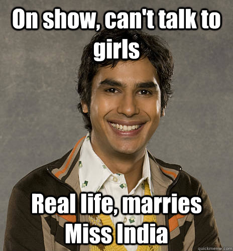 On show, can't talk to girls Real life, marries Miss India - On show, can't talk to girls Real life, marries Miss India  Dr Raj