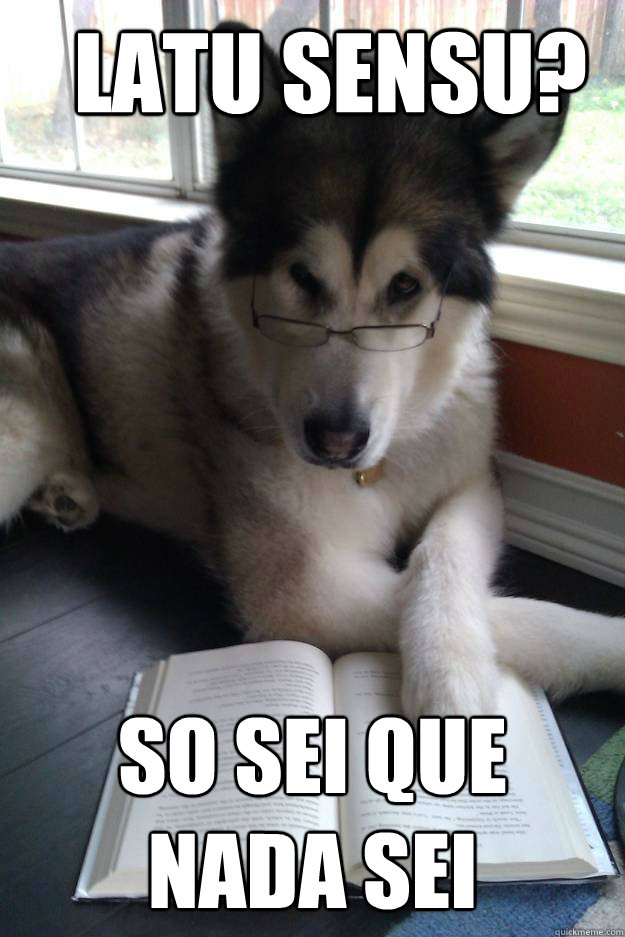 Latu sensu? so sei que nada sei  Condescending Literary Pun Dog