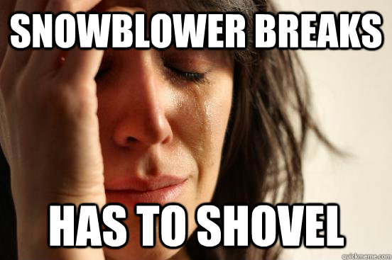 Snowblower breaks has to shovel - Snowblower breaks has to shovel  First World Problems