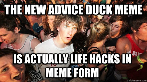 the new advice duck meme  is actually life hacks in meme form - the new advice duck meme  is actually life hacks in meme form  Sudden Clarity Clarence