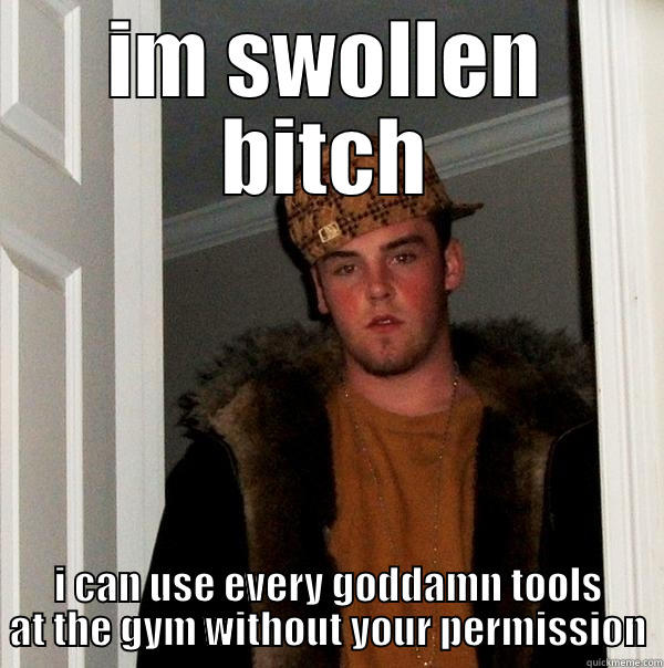 IM SWOLLEN BITCH I CAN USE EVERY GODDAMN TOOLS AT THE GYM WITHOUT YOUR PERMISSION Scumbag Steve