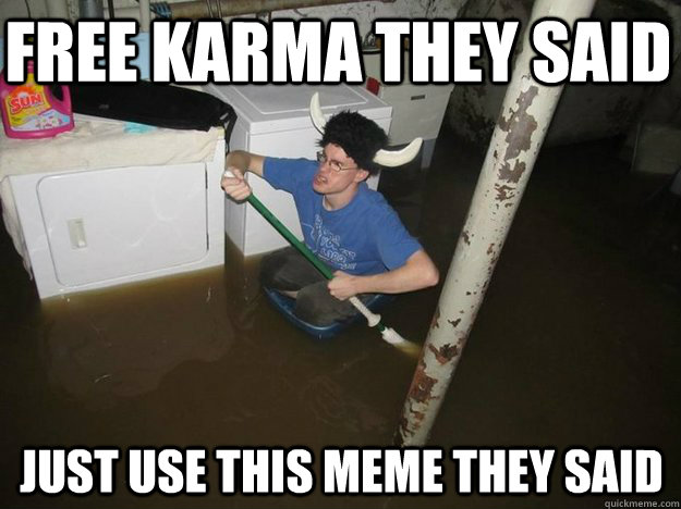 free karma they said just use this meme they said  Do the laundry they said