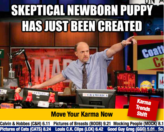 skeptical newborn puppy has just been created   Mad Karma with Jim Cramer