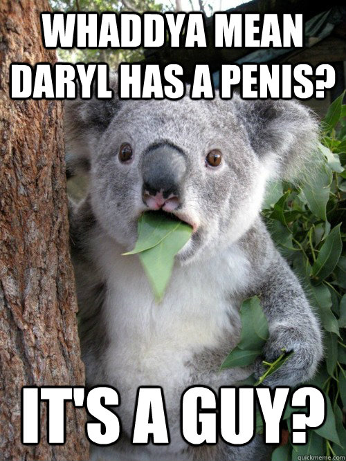 Whaddya mean Daryl has a penis? It's a guy?  koala bear