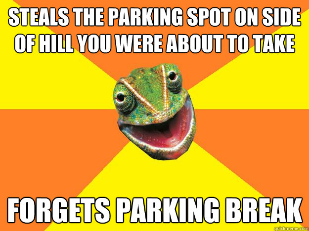 steals the parking spot on side of hill you were about to take  forgets parking break  Karma Chameleon