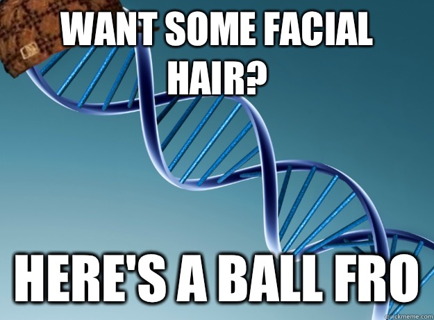 Want some facial hair? Here's a ball fro  Scumbag Genetics