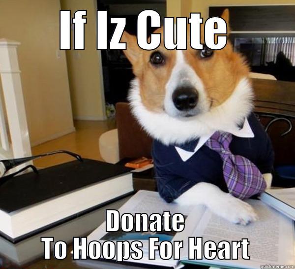 IF IZ CUTE DONATE TO HOOPS FOR HEART Lawyer Dog