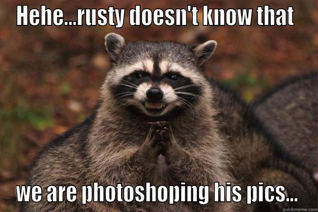 Evil raccoon - HEHE...RUSTY DOESN'T KNOW THAT  WE ARE PHOTOSHOPING HIS PICS... Evil Plotting Raccoon