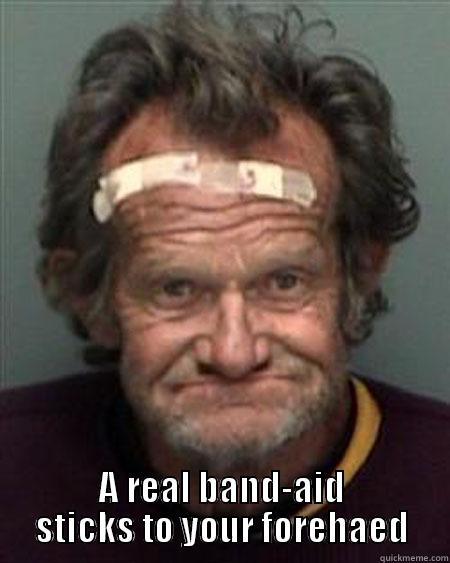 drunk band aid head -  A REAL BAND-AID STICKS TO YOUR FOREHAED Misc