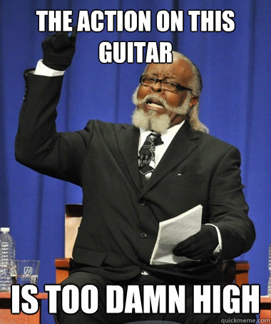 The action on this guitar is too damn high  The Rent Is Too Damn High