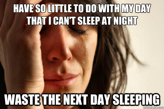 Have so little to do with my day that I can't sleep at night Waste the next day sleeping   First World Problems