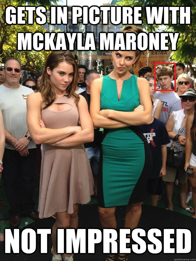 Gets in picture with McKayla Maroney Not impressed - Gets in picture with McKayla Maroney Not impressed  Misc