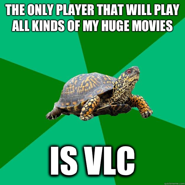 The only player that will play all kinds of my huge movies Is VLC  Torrenting Turtle