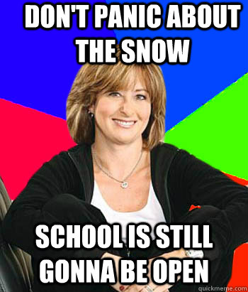 Don't panic about the snow school is still gonna be open  Sheltering Suburban Mom