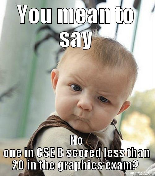 YOU MEAN TO SAY NO ONE IN CSE B SCORED LESS THAN 20 IN THE GRAPHICS EXAM?  Misc